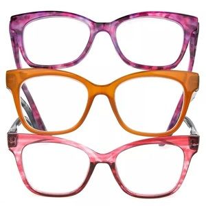 3 Pairs OPTIQUE Limited Collection Butterfly Reading Glasses +2.00 NWT